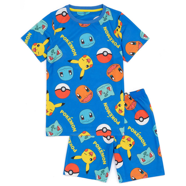 Multicoloured - Back - Pokemon Childrens-Kids Face Short Pyjama Set (Pack of 2)