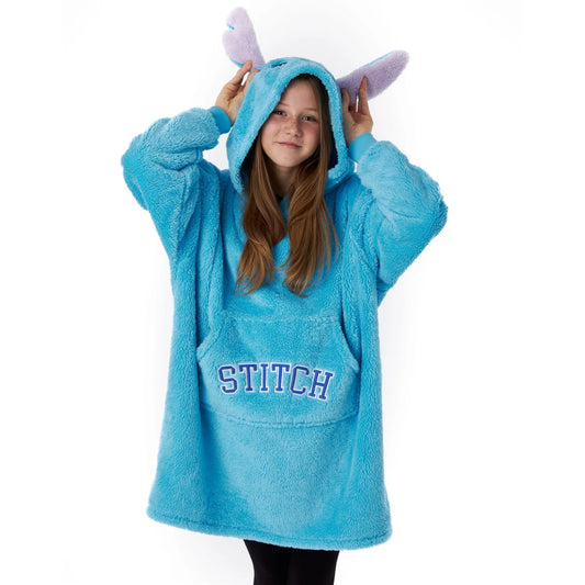 Blue - Front - Lilo & Stitch Girls Hoodie Blanket