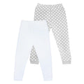 Grey-White-Pink - Front - Girls Cotton Dotted Pyjama Bottoms (Pack of 2)