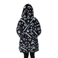 Black-White - Back - Stranger Things Childrens-Kids Hellfire Club Hoodie Blanket