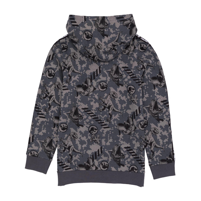 Grey - Back - Jurassic World: Camp Cretaceous Childrens-Kids Logo Hoodie