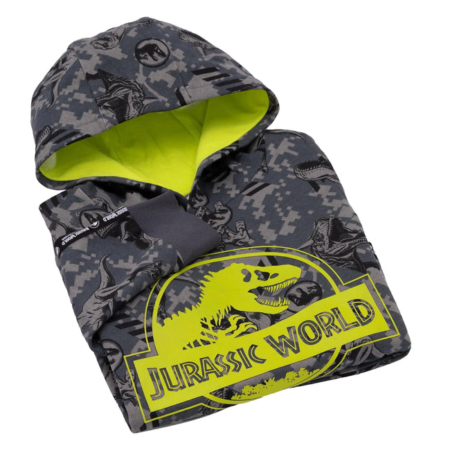 Grey - Side - Jurassic World: Camp Cretaceous Childrens-Kids Logo Hoodie