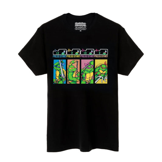 Black - Front - Teenage Mutant Ninja Turtles Mens Press Start Arcade Game T-Shirt
