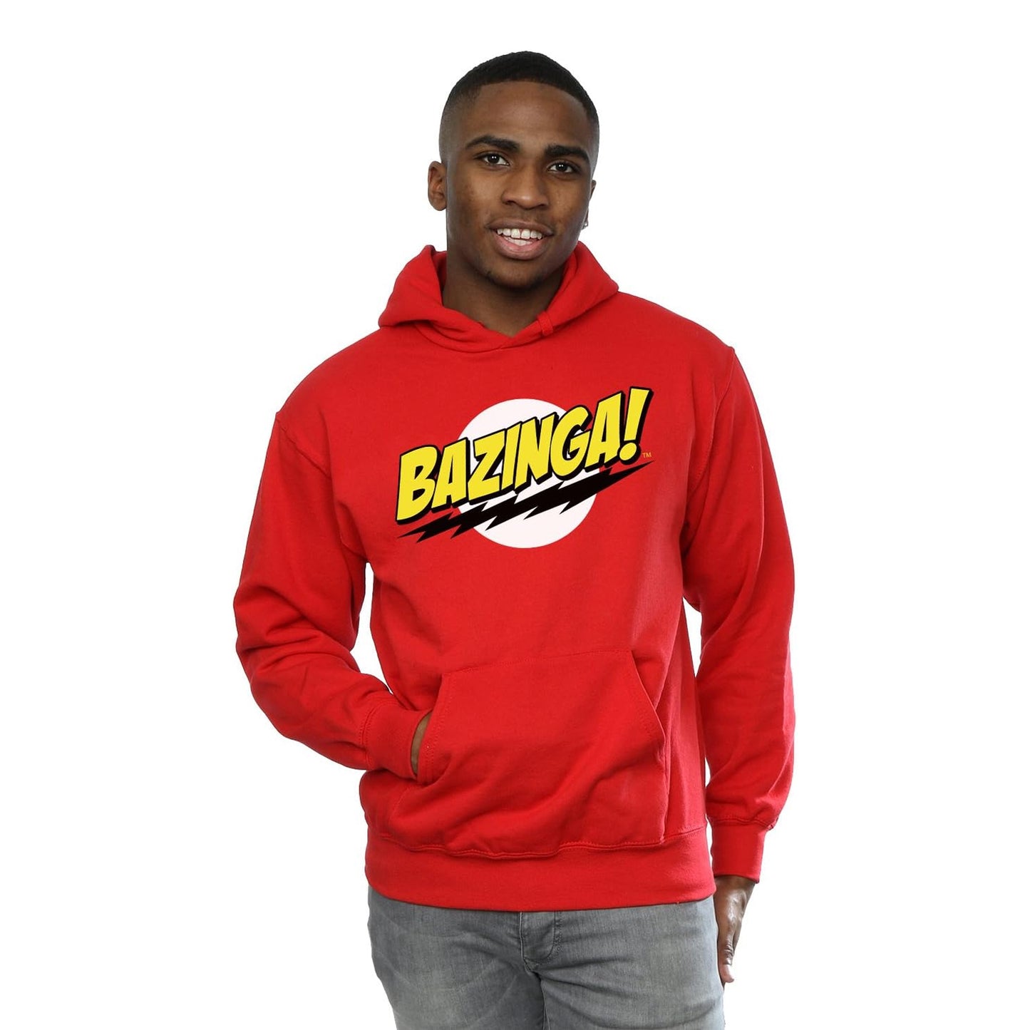 Red - Back - Big Bang Theory Mens Bazinga! Hoodie