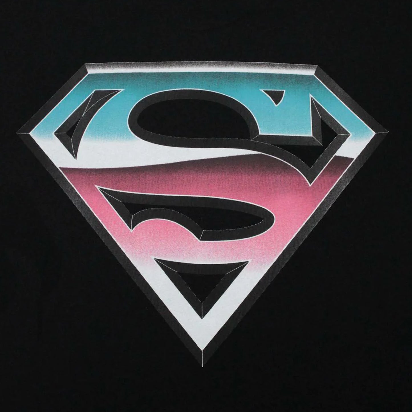 Black - Back - Addict Mens Chrome Effect Superman Logo T-Shirt