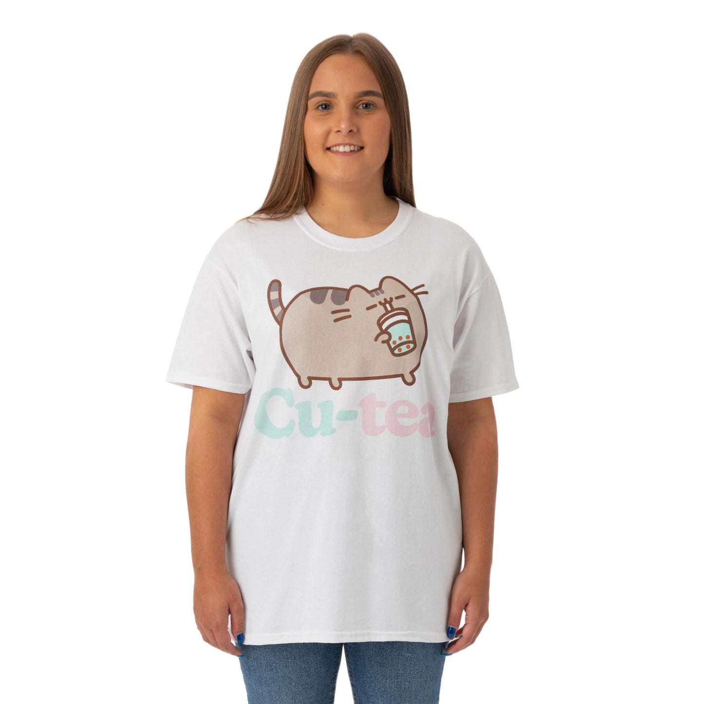 White - Side - Pusheen Womens-Ladies Cutea T-Shirt