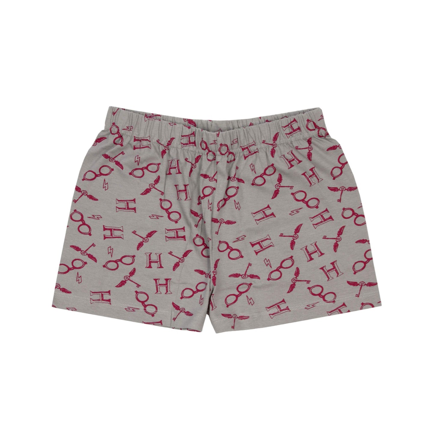 Red-Grey - Side - Harry Potter Girls Hogwarts Crest Glitter Short Pyjama Set