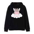 Black - Front - Pusheen Womens-Ladies Angel Wings Hoodie