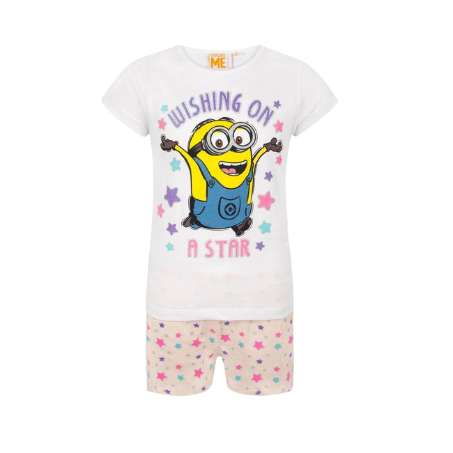 White - Front - Despicable Me Girls Wishing On A Star Short Pyjama Set