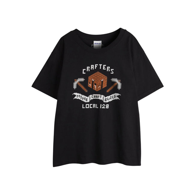 Black - Front - Minecraft Boys Short-Sleeved T-Shirt