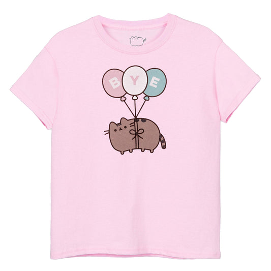 Pink - Front - Pusheen Girls Bye Balloons Short-Sleeved T-Shirt