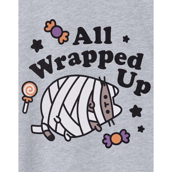 Grey - Pack Shot - Pusheen Girls Halloween Mummy Marl T-Shirt