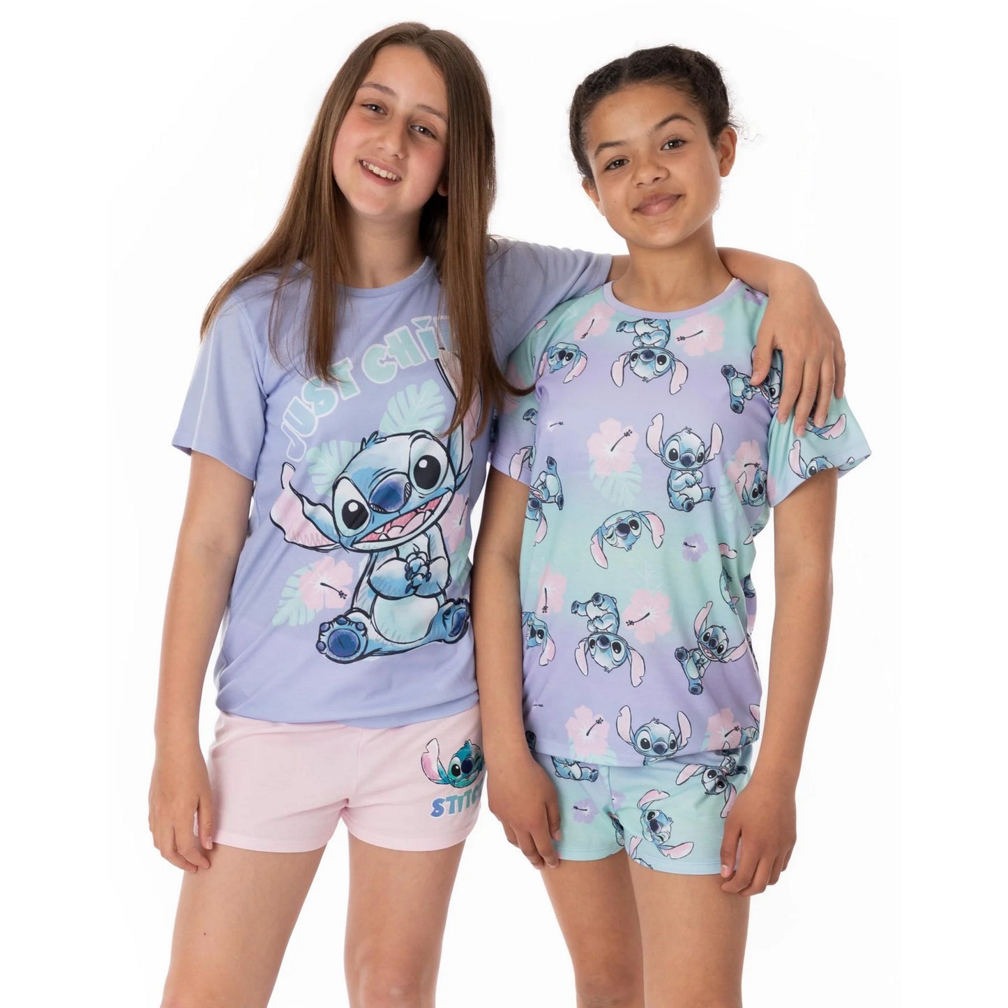 Multicoloured - Close up - Lilo & Stitch Girls Just Chill Short Pyjama Set (Pack of 2)