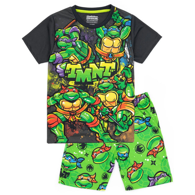 Green - Front - Teenage Mutant Ninja Turtles Boys Turtle Short Pyjama Set
