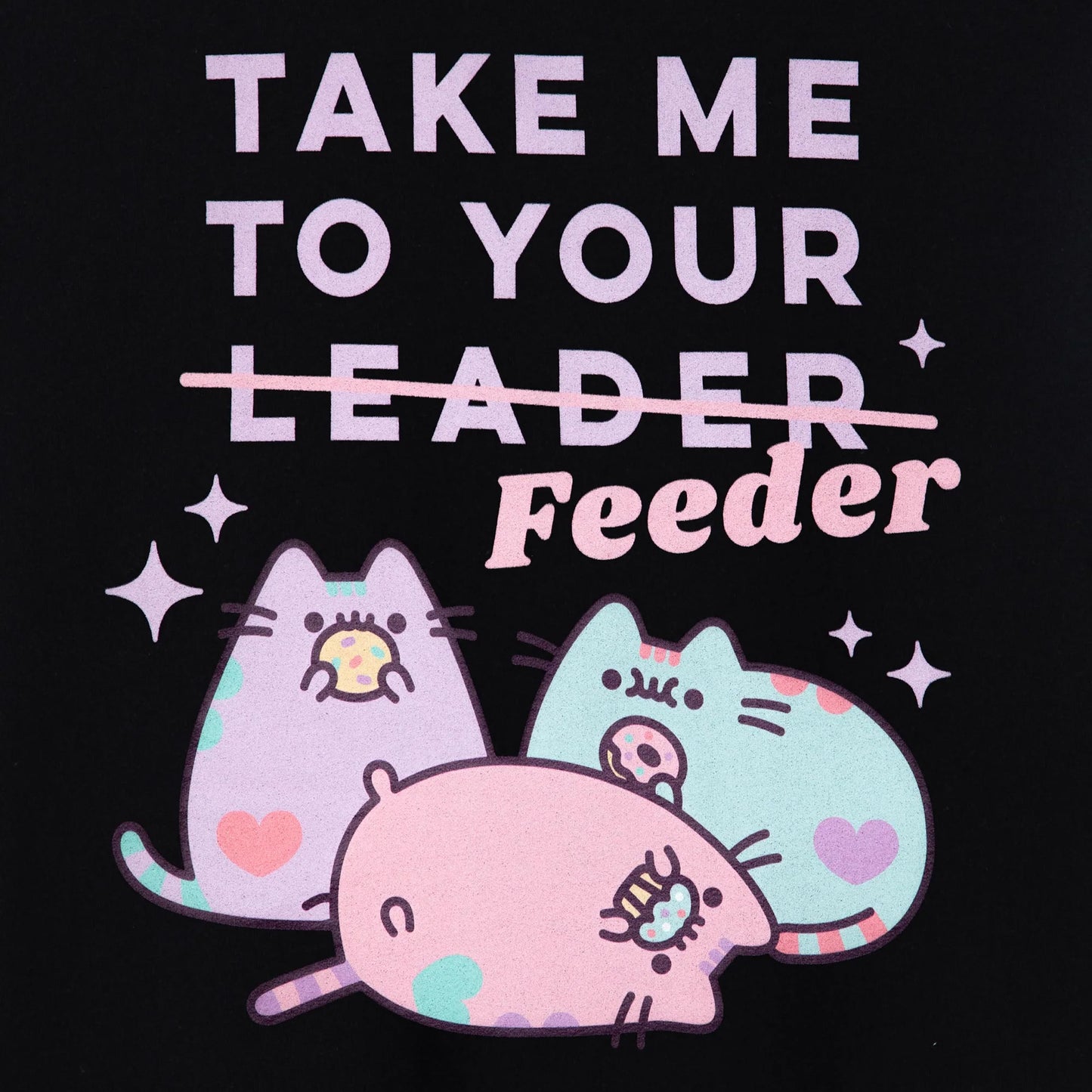 Black - Side - Pusheen Womens-Ladies Take Me To Your Feeder T-Shirt