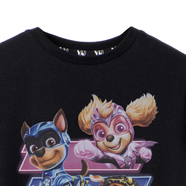 Black - Back - Paw Patrol: The Mighty Movie Childrens-Kids Logo T-Shirt
