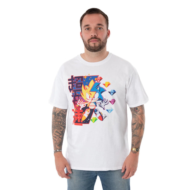 White - Back - Sonic The Hedgehog Mens Diamond T-Shirt