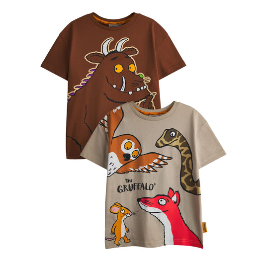 Brown - Front - The Gruffalo Boys Characters Short-Sleeved T-Shirt (Pack of 2)