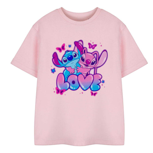 Pink - Front - Lilo & Stitch Girls Love Short-Sleeved T-Shirt