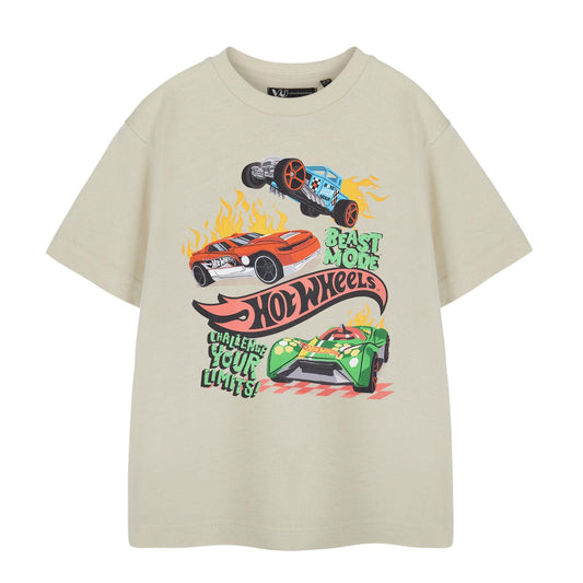Oatmeal - Front - Hot Wheels Boys Beast Mode T-Shirt