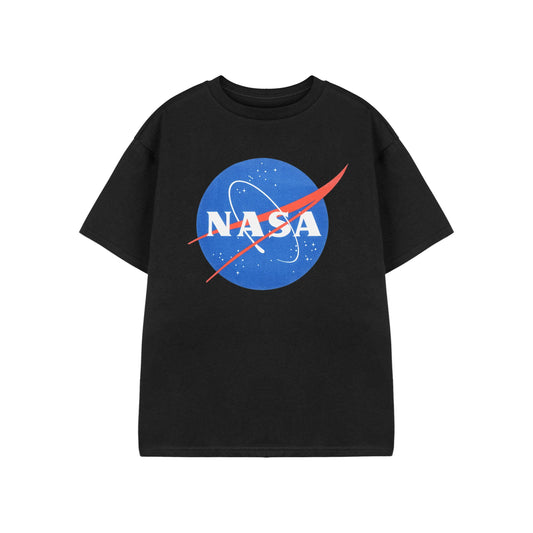 Black - Front - NASA Childrens-Kids Classic Logo Short-Sleeved T-Shirt