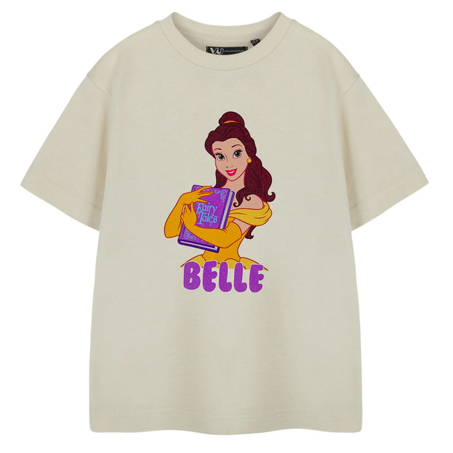 Oatmeal - Front - Beauty And The Beast Girls Belle Short-Sleeved T-Shirt