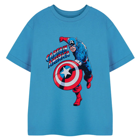 Blue - Front - Captain America Childrens-Kids Short-Sleeved T-Shirt