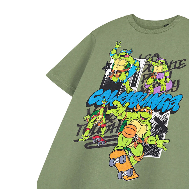 Khaki Green - Side - Teenage Mutant Ninja Turtles Boys Cowabunga T-Shirt