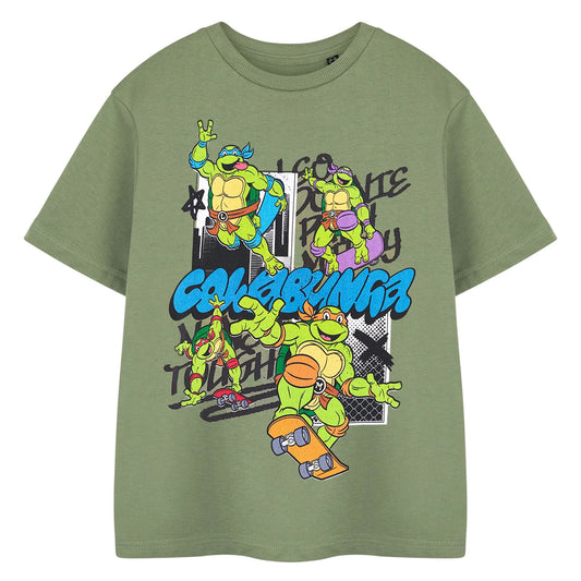 Khaki Green - Front - Teenage Mutant Ninja Turtles Boys Cowabunga T-Shirt