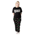 Black - Side - Wicked Womens-Ladies Short-Sleeved Long Pyjama Set