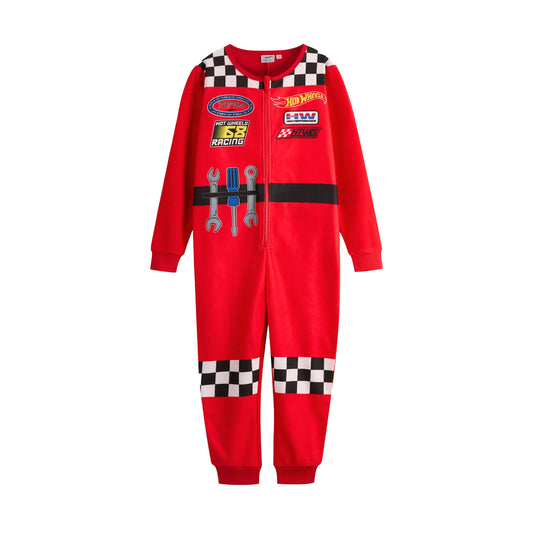 Red - Front - Hot Wheels Boys Pit Crew Crew Neck Sleepsuit