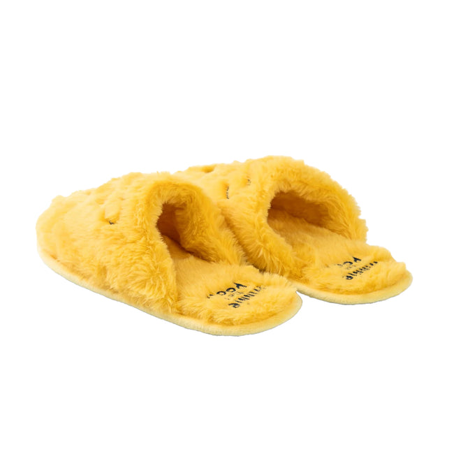 Yellow - Back - Winnie the Pooh Womens-Ladies Face Embroidered Mule Slippers