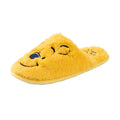 Yellow - Side - Winnie the Pooh Womens-Ladies Face Embroidered Mule Slippers