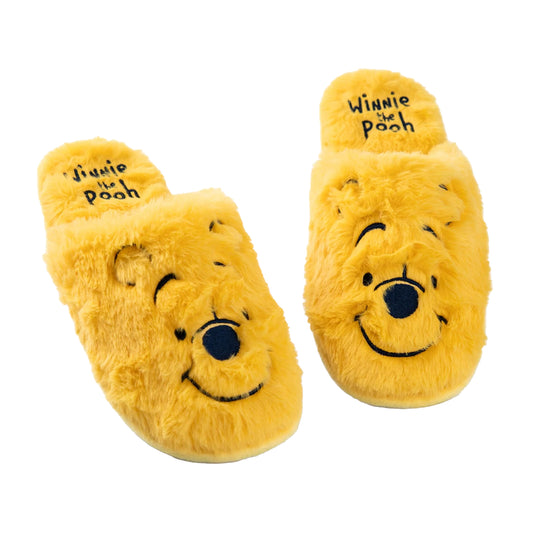 Yellow - Front - Winnie the Pooh Womens-Ladies Face Embroidered Mule Slippers