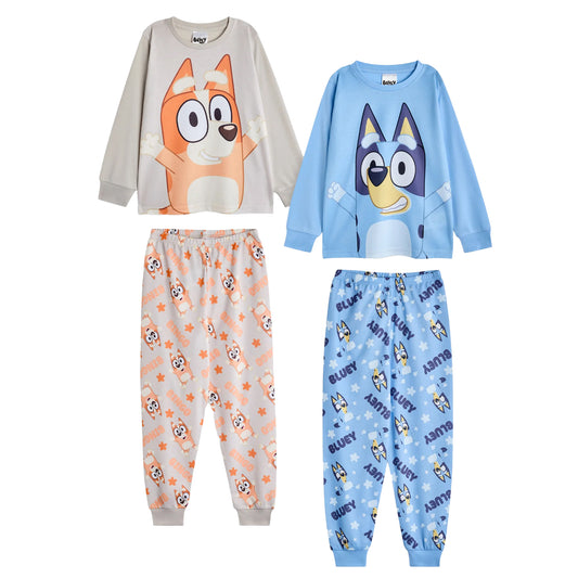 Multicoloured - Front - Bluey Childrens-Kids Characters Long Pyjama Set (Pack of 2)