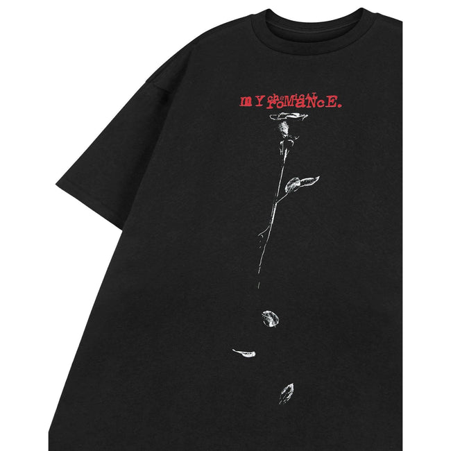 Black - Side - My Chemical Romance Unisex Adult Rose Short-Sleeved T-Shirt