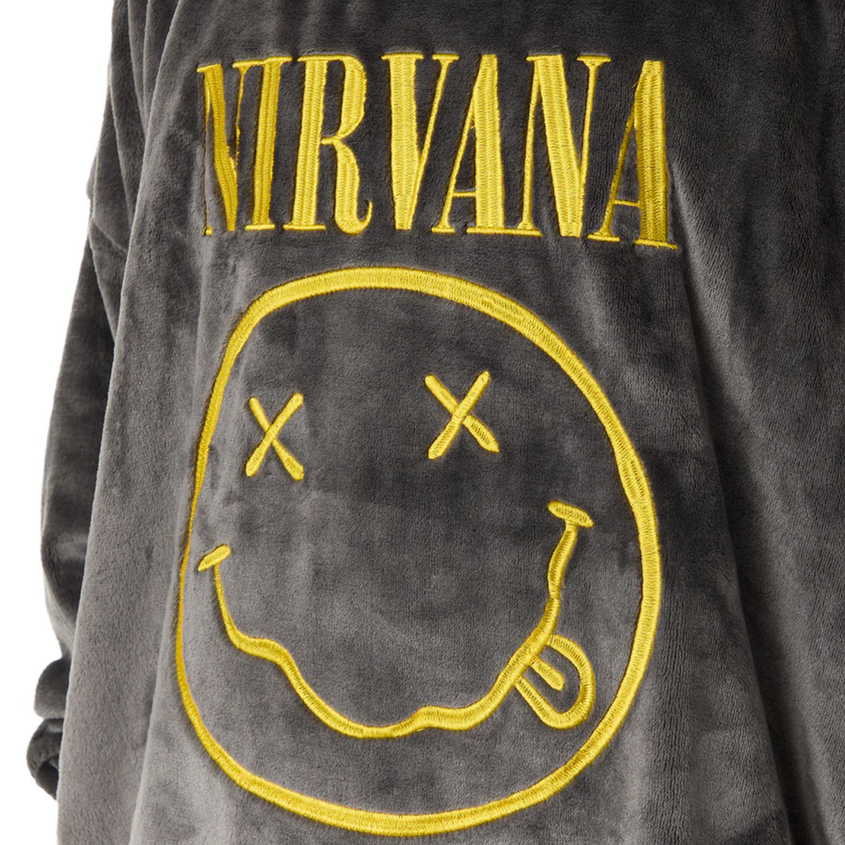 Grey - Side - Nirvana Mens Logo Blanket Hoodie