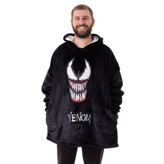 Black - Front - Venom Mens Logo Blanket Hoodie