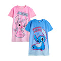 Multicoloured - Front - Lilo & Stitch Girls Stitch & Angel Short-Sleeved Nightdress (Pack of 2)