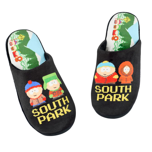 Black-Yellow - Front - South Park Mens Pixel Mule Slippers