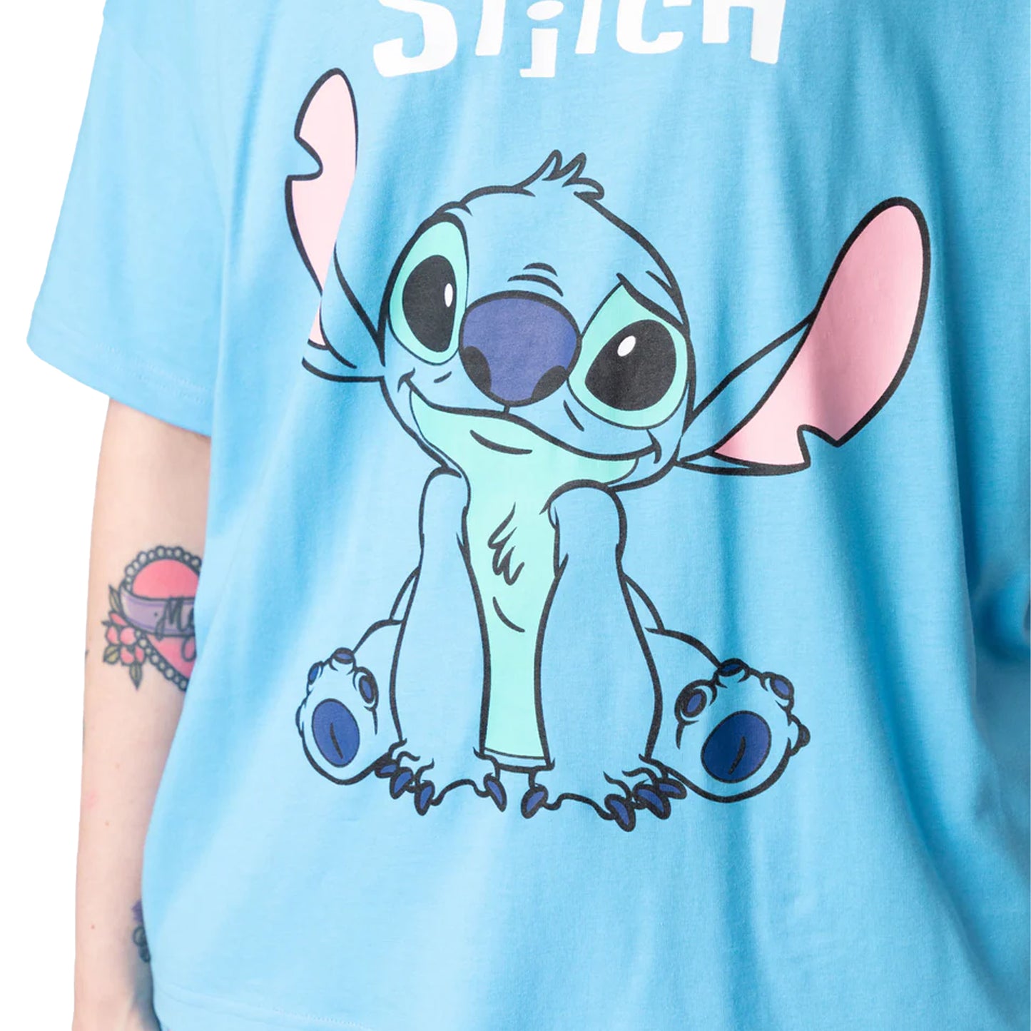 Blue - Side - Lilo & Stitch Womens-Ladies Short-Sleeved Pyjama Set