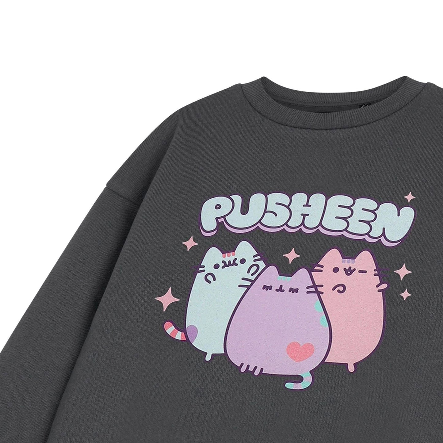 Grey - Side - Pusheen Girls Pastel Sweatshirt