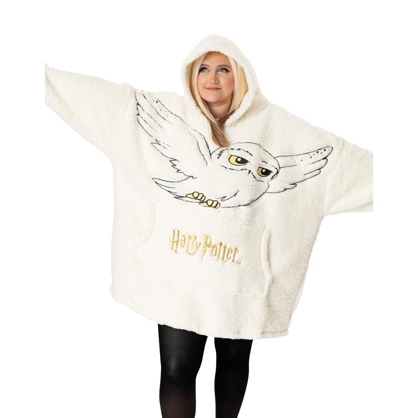 Beige - Side - Harry Potter Womens-Ladies Hedwig Blanket Hoodie