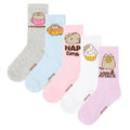 Multicoloured - Front - Pusheen Womens-Ladies Snack Attack Socks Set (Pack of 5)