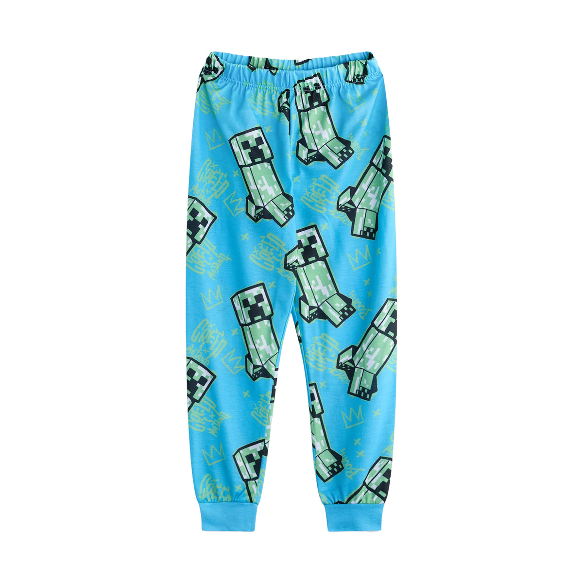 Blue-Black-Green - Pack Shot - Minecraft Boys Creeper Long Pyjama Set (Pack of 2)