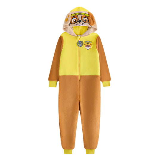 Yellow - Front - Paw Patrol Childrens-Kids Rubble Applique Face Jumpsuit
