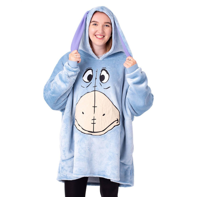 Blue - Front - Winnie the Pooh Womens-Ladies Eeyore Blanket Hoodie