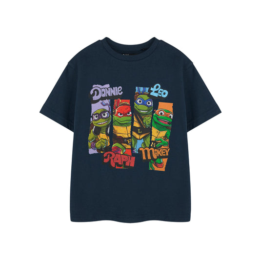 Navy - Front - Teenage Mutant Ninja Turtles Boys Character Slices Short-Sleeved T-Shirt