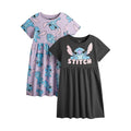 Purple-Black - Front - Lilo & Stitch Girls Stitch Character Dress Set (Pack of 2)