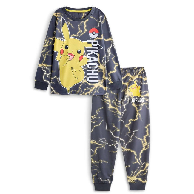 Navy - Front - Pokemon Boys Pikachu Long-Sleeved Long Pyjama Set